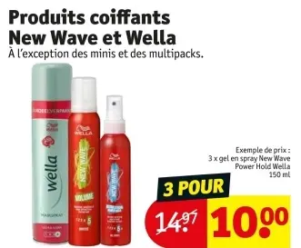 Offre: Produits coiffants New Wave et Wella