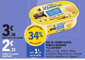 Offre: BAC DE CRÈME GLACÉE VANILLE BOURBON