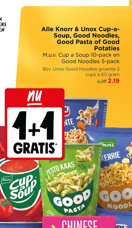 Aanbieding: Alle Knorr & Unox Cup-a-Soup, Good Noodles, Good Pasta of Good Potaties