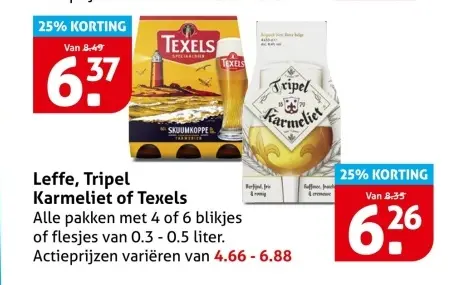 Aanbieding: Leffe, Tripel Karmeliet of Texels