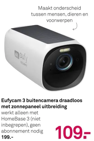 Aanbieding: Eufycam 3 buitencamera draadloos met zonnepaneel uitbreiding