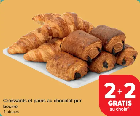 Offre: Croissants et pains au chocolat pur beurre