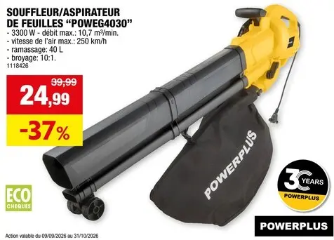 Offre: Souffleur/aspirateur de feuilles "POWEG4030"