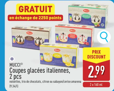 Offre: Coupes glacées italiennes