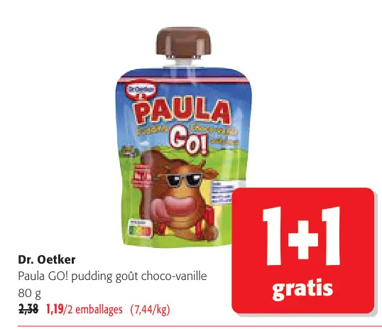 Offre: Paula GO! pudding goût choco-vanille