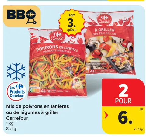 Offre: Mix de poivrons en lanières ou de légumes à griller