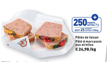 Offre: Pâtés de faisan Pâté d marcassin aux airelles