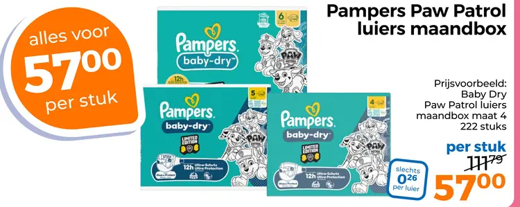Aanbieding: Pampers Paw Patrol luiers maandbox