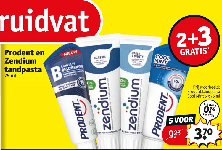 Aanbieding: Prodent en Zendium tandpasta