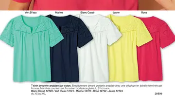 Offre: T-shirt broderie anglaise pur coton