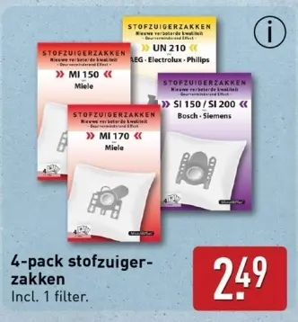 Aanbieding: 4-pack stofzuiger-zakken