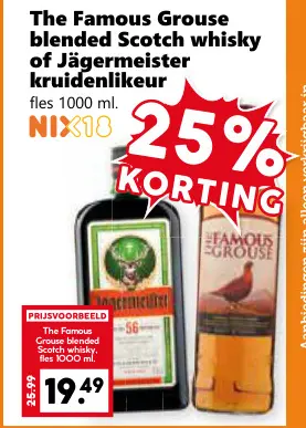 Aanbieding: The Famous Grouse blended Scotch whisky of Jägermeister kruidenlikeur