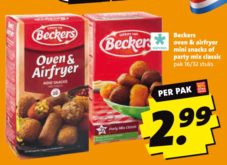 Aanbieding: Beckers oven & airfryer mini snacks of party mix classic