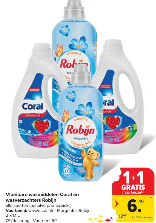 Promotie: Vloeibare wasmiddelen Coral en wasverzachters
