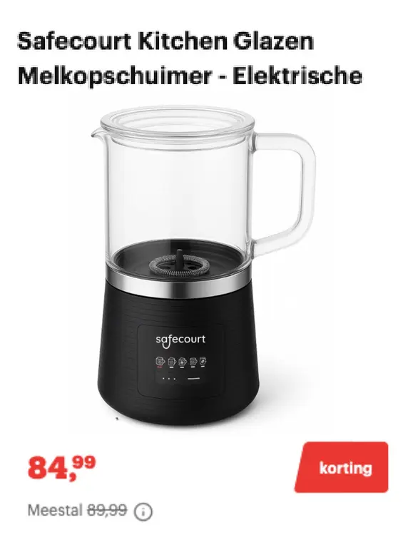Promotie: Safecourt Kitchen Glazen Melkopschuimer - Ele
