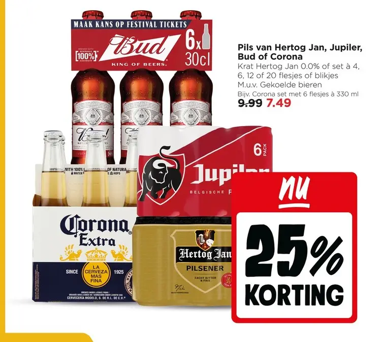 Aanbieding: Pils van Hertog Jan, Jupiler, Bud of Corona