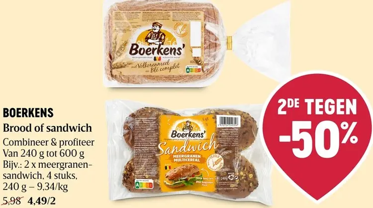 Promotie: Boerkens Brood of sandwich
