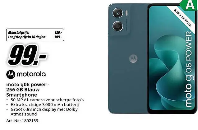 Aanbieding: moto g06 power - 256 GB Blauw Smartphone