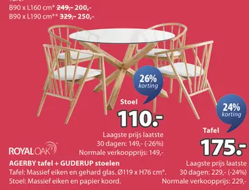 Aanbieding: AGERBY tafel + GUDERUP stoelen
