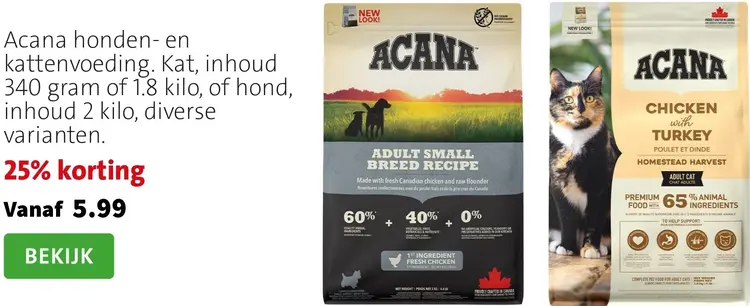 Aanbieding: Acana Honden- en kattenvoeding