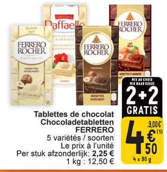 Offre: Tablettes de chocolat Chocoladetabletten FERR