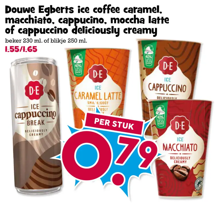 Aanbieding: Douwe Egberts ice coffee caramel, macchiato, cappuccino, mochha latte of cappucino deliciously creamy
