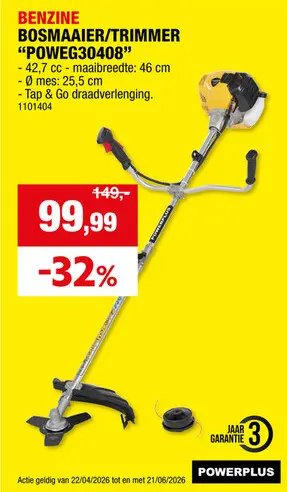 Promotie: Powerplus EG POWEG30408 benzine bosmaaier 42,7cc