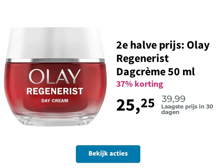 Promotie: 2e halve prijs: Olay Regenerist Dagcrème 50 ml