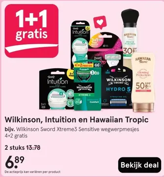 Aanbieding: Wilkinson, Intuition en Hawaiian Tropic