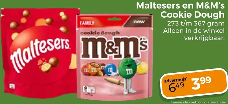 Aanbieding: Maltesers en M&M's Cookie Dough