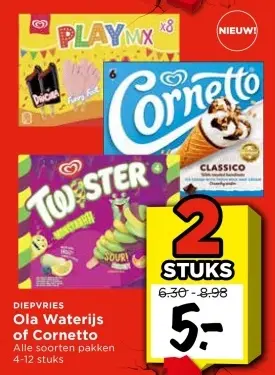 Aanbieding: Waterijs of Cornetto