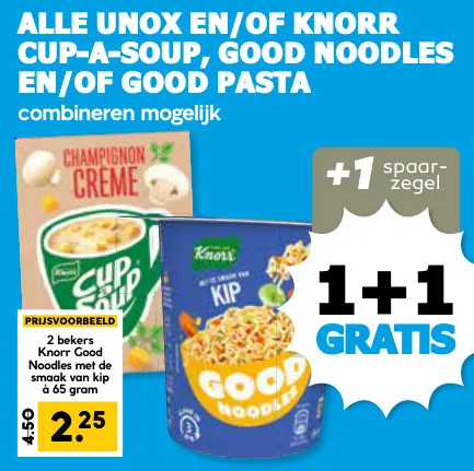 Aanbieding: Unox en/of Knorr cup-a-soup, good noodles en/of good pasta
