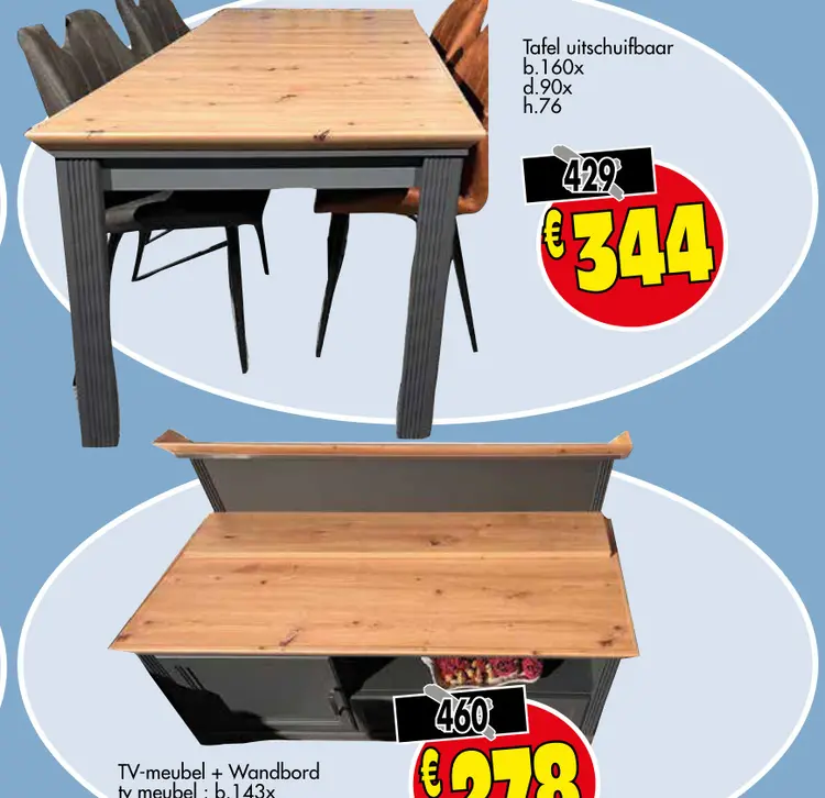 Promotie: Tafel uitschuifbaar
