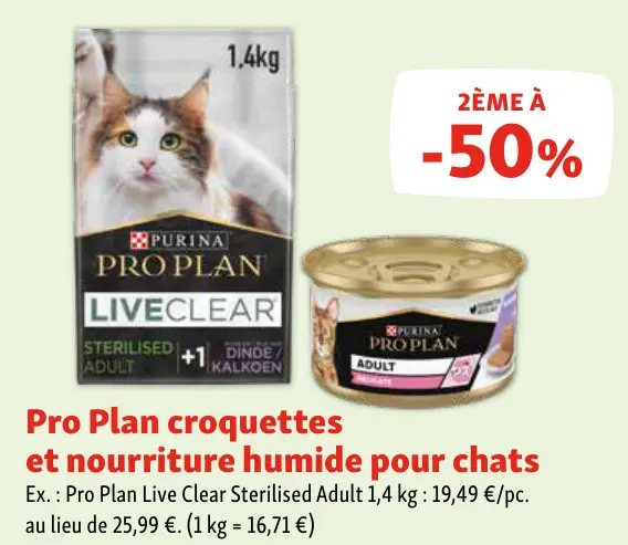 Offre: Pro Plan croquettes et nourriture humide pour chats