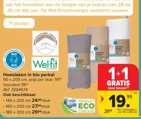Promotie: Hoeslaken in bio perkal