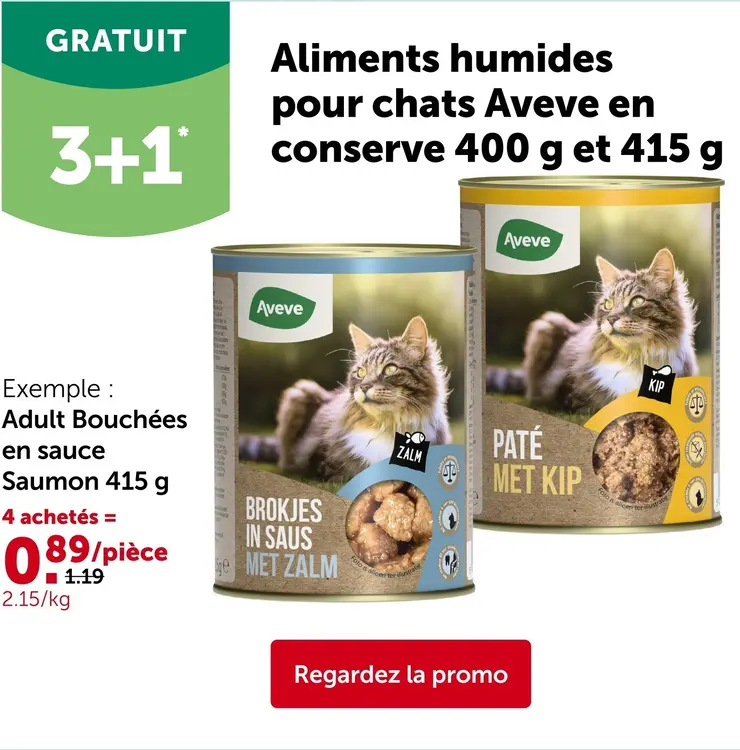 Offre: Aliments humides pour chats en conserve