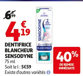 Offre: Dentifrice blancheur