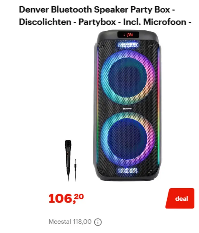 Aanbieding: Denver Bluetooth Speaker Party Box - Discolic