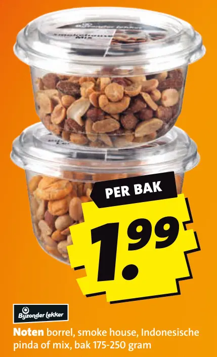 Aanbieding: Byzonder lekker Noten borrel, smoke house, Indonesische pinda of mix