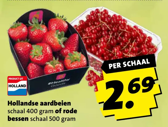 Aanbieding: Hollandse aardbeien of rode bessen
