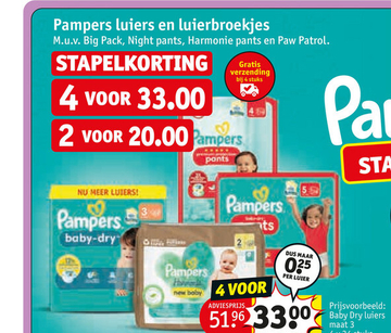 Aanbieding: Pampers luiers en luierbroekjes