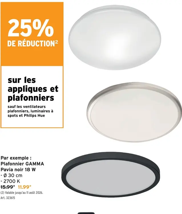 Offre: Plafonnier GAMMA Pavia