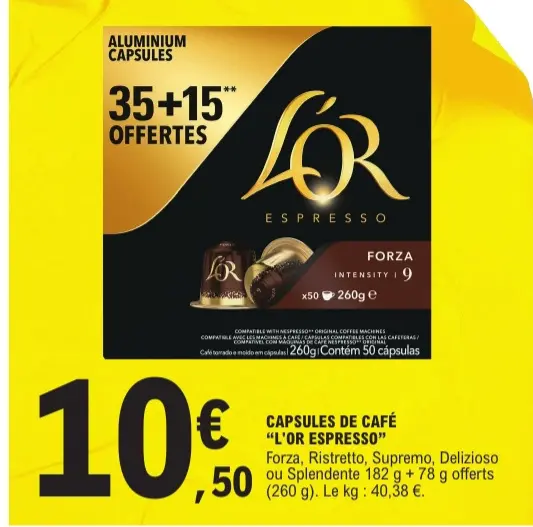 Offre: Capsules de café "L'OR espresso"