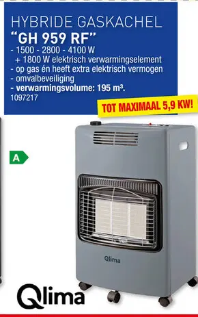 Promotie: Qlima GH 959 RF hybride gaskachel 4100-5900 W