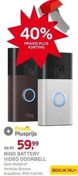 Aanbieding: RING BATTERY VIDEO DOORBELL