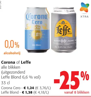 Promotie: Corona Cero of Leffe Blond