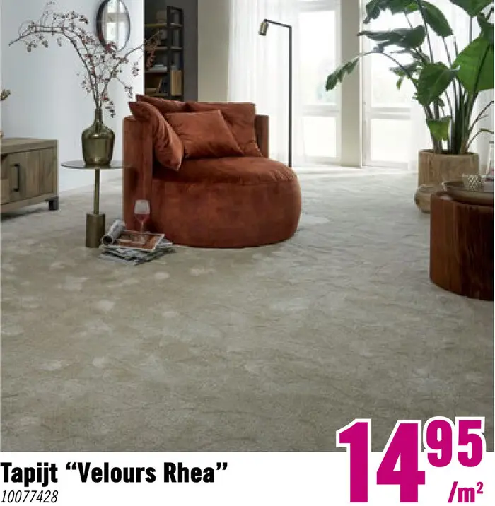Aanbieding: Tapijt velours Rhea beige 400 cm breed
