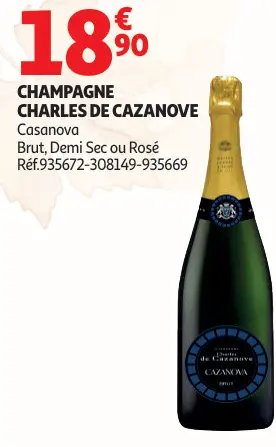Offre: Charles de Cazanove Champagne Casanova Brut, Demi Sec ou Rosé