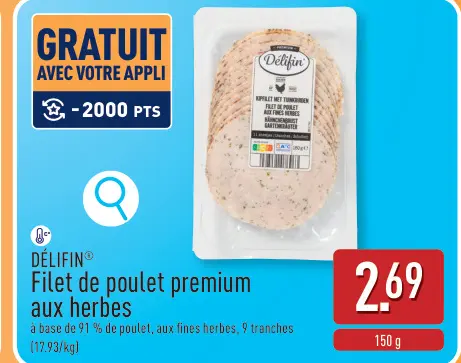 Offre: Filet de poulet premium aux herbes