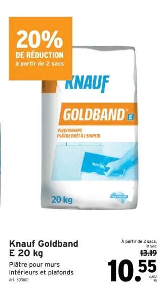 Offre: Knauf Goldband E 20 kg